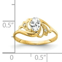 Primal Gold Karat aur galben 6x Oval Cubic Zirconia și inel cu diamant