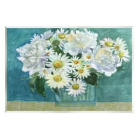 Stupell Industries flori albe mixte flori stratificate colaj desen pictură artă Neîncadrată imprimare artă de perete, Design de