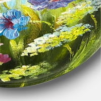 Designart 'natura moartă a florilor sălbatice colorate cu frunze III' artă tradițională de perete din metal cerc-Disc de 23