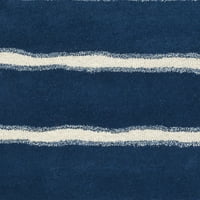 Martha Stewart Creta Stripe Zona Covor, Fier Forjat Navy, 4'6'