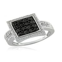 JewelersClub Sterling Silver Carat Negru & alb diamant inel pentru femei