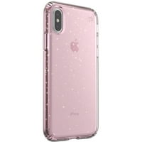 Husă Speck Presidio Clear + Glitter pentru iPhone XS X, Bella Pink cu sclipici auriu
