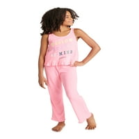 Justice Girls 3-Piece volane rezervor, scurt și pantaloni pijama somn Set, dimensiuni 5-18
