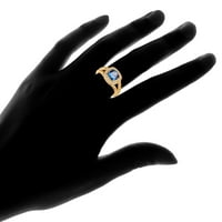 Peermont Peermont Peermont 18k suprapunere de aur față mare safir albastru și inel de cristal element de Cristal Austriac