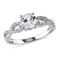 Miabella pentru femei Carat T. G. W. a creat safir alb și Carat T. W. inel de logodnă cu diamant infinit din Aur Alb de 10kt