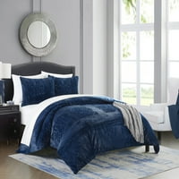 Chic Home Amyra pat reversibil în relief din 5 piese într-un set de cuverturi pentru geantă, Twin-XL, Bleumarin