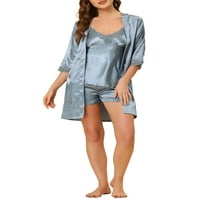 Chilipiruri unice femei Satin pijama Set maneca Top Nightgown Dantela Robe seturi
