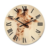 Designart 'Portret de aproape al unei girafe X' ceas de perete din lemn de la fermă