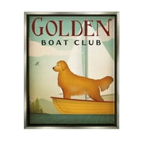 Stupell Industries Boat Club Dog Sailing Graphic Art luciu Gri Floating Framed Canvas Print artă de perete, Design de Ryan Fowler
