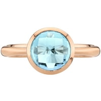 Oravo ct Formă Rotundă Swiss Blue Topaz Solitaire inel în aur roz de 14k