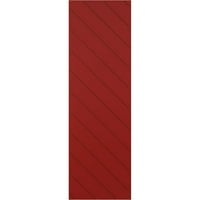 Ekena Millwork 15 W 58 h true Fit PVC diagonală șipcă stil Modern fix Mount obloane, foc roșu