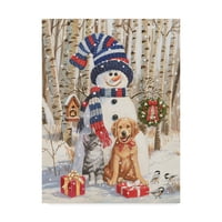Marcă comercială Artă Plastică 'pisoi și cățeluș cu om de zăpadă' artă pe pânză de William Vanderdasson