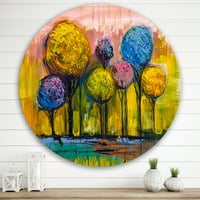 Designart 'copaci peisaj colorat impresionist IV' Modern Circle Metal Wall Art-Disc de 11