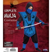 Set De Costume De Halloween Ninja Albastru Pentru Băieți, Lume Distractivă, Mărimea L