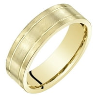 Inel de verighetă Mat periat pentru bărbați din aur galben de 14k