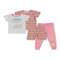 Sol Sleep Baby Girl & Toddler Girl Pace, Dragoste Și Vise Dulci Set De Pijama Din Bumbac Strâns