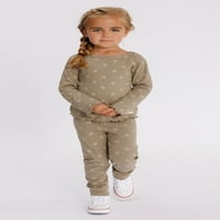 Easy-Peasy Toddler Girl Rib Cu mânecă lungă și jambiere, set de ținute din 2 piese, dimensiuni 12M-5T