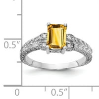 Primal Gold Karat aur alb 7x Smarald tăiat citrin și inel cu diamant AA
