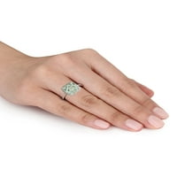 Carat T. G. W. ametist verde și diamant-Accent 10kt Aur Alb Halo inel