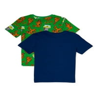 Scooby Doo AOP & Tricouri grafice pentru băieți cu mânecă scurtă pachet 2, mărimi 4-18