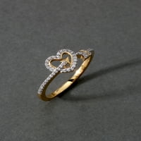 Imperial 1 8CT TDW diamant inima și săgeată inel în 10k Aur Galben