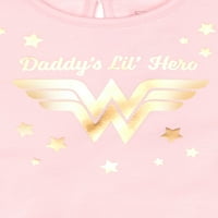 Benzi desenate Wonder Woman Baby Girl pulover, tricou și jambiere set de ținute, 3 piese