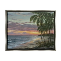 Plaja De Vara Palmieri Coastă Pictura Luciu Gri Înrămate Arta Imprimare Perete Arta
