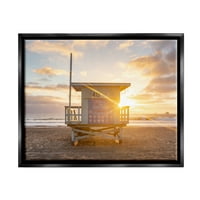 Stupell Industries Beach Hut vara razele soarelui Coasta de nisip Fotografie Jet negru plutitoare înrămate panza imprimare arta