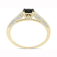 Carat T. W. diamant alb-negru 14kt inel de logodna aur galben