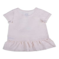Peppa Pig Baby Girls & Toddler Girls tricou cu mânecă Flutter, tricou și jambiere Peplum, set de ținute din 3 piese, luni-5T
