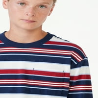 Tricou Cu Dungi Cu Mânecă Lungă Pentru Băieți, Dimensiuni 4-18