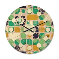 Designart 'frunze și flori cu model Geometric' ceas de perete Modern din lemn de la mijlocul secolului