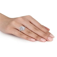 5-carate T. G. W. Moissanite 10k Aur Alb Halo inel de logodna