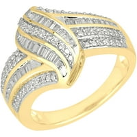 Carat T. W. baghetă și diamant rotund 10kt inel de răsucire din Aur Galben
