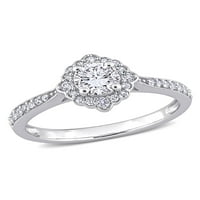 Carat T. G. W. a creat safir alb și Carat T. W. diamant 10kt aur alb Vintage inel de logodna