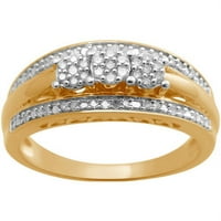 Carat T. W. trei pietre diamant compozit cap 18kt aur galben peste Sterling argint inel de logodna
