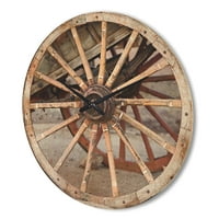 Designart 'Spaniolă Din Lemn Țară Wagon Wheel' Farmhouse Lemn Ceas De Perete