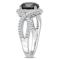 1-Carat T. W. diamant alb-negru 10kt inel de logodnă încrucișat din Aur Alb