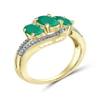 Bijuteriiclub Smarald Inel Birthstone Bijuterii-1. Carat Emerald 14k aur placat cu argint inel bijuterii cu accent diamant alb