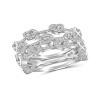 JewelersClub inele cu diamante stivuibile pentru femei– Bijuterii cu inel cu diamante albe de carate-0. Sterling Silver benzi