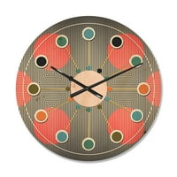 Designart' linie modernă și model Geometric cerc ' ceas de perete Modern din lemn de la mijlocul secolului