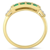 Miabella femei Carat T. G. W. a creat smarald și diamant Accent 10kt Aur Galben semi-eternitate inel