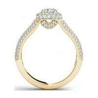 1-carate T. W. diamant Split Gamba single Halo 14kt aur galben inel de logodna