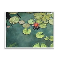 Stupell Industries Iaz Crin Floare de Lotus plutitoare pașnică Botanicals pictura alb înrămate arta de imprimare arta de perete, Design de David Stribbling