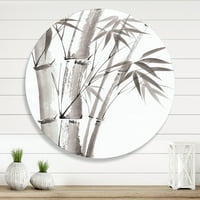 Designart 'Palm Bamboo Detail On White III' artă tradițională de perete din metal cerc-Disc de 23