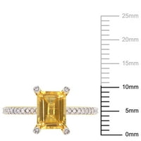 Miabella femei 1 Carat T. G. W. Citrine Carat T. W. diamant 10kt Aur Galben octogon inel