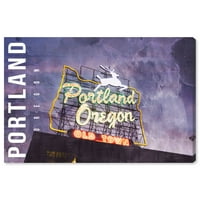 Wynwood Studio orașe și Skylines Wall Art Canvas printuri 'Portland peisaj' Statele Unite ale Americii orașe-violet, alb