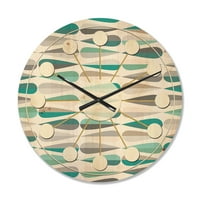 Designart 'Abstract Retro Drops III' ceas de perete Modern din lemn de la mijlocul secolului