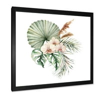 Designart 'Buchet Tropical Cu Frunze De Orhidee De Palmier' Imprimeu Tradițional De Artă Încadrată