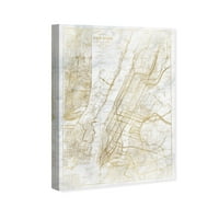 Wynwood Studio Hărți și steaguri Wall Art Canvas Prints 'NY Subway Map Marble' hărți ale orașelor din SUA-Aur, Alb